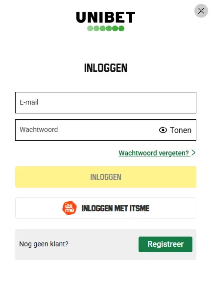 Registratie bij UNIBET CASINO
