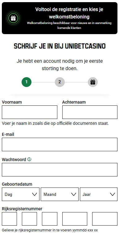 Verificatie van uw UNIBET CASINO
